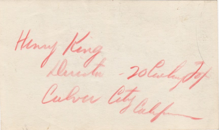 Henry King mugshot back
